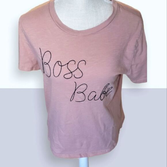 None Tops - BOSS BABE Graphic Tshirt Blush color w Black Graphic Tee Shirt
